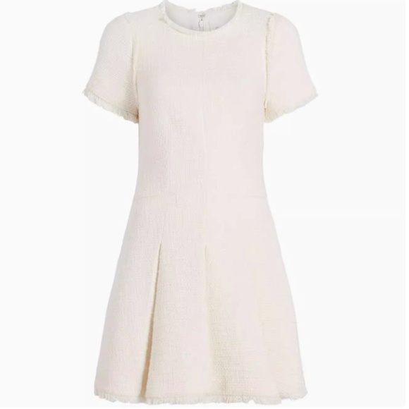 NWT Cinq a Sept Nova Tweed Fit & Flare Mini Dress - Gardenia Cream Ivory - Picture 9 of 10